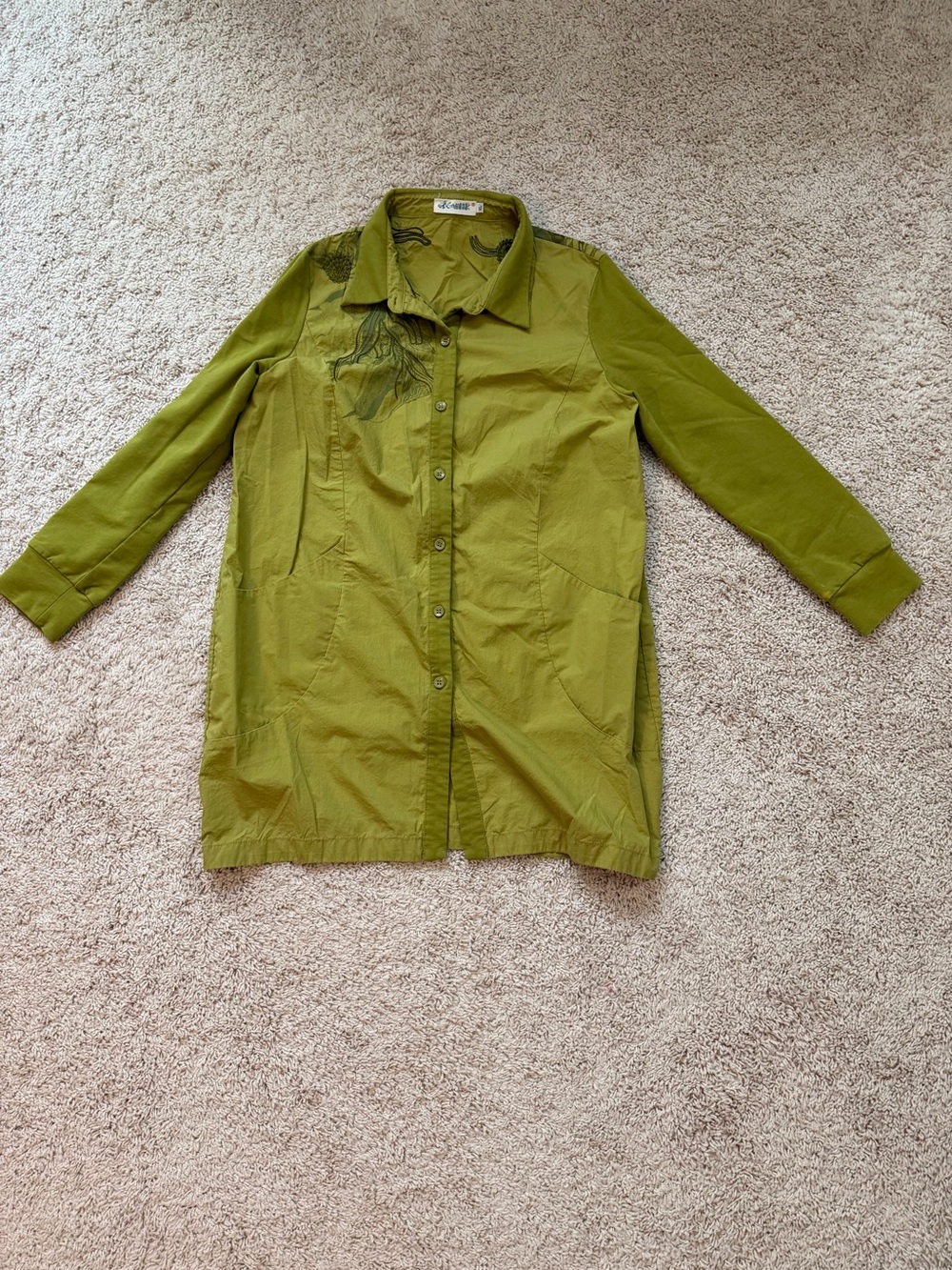Lightweight Olive Green Button-Front Women's Coat